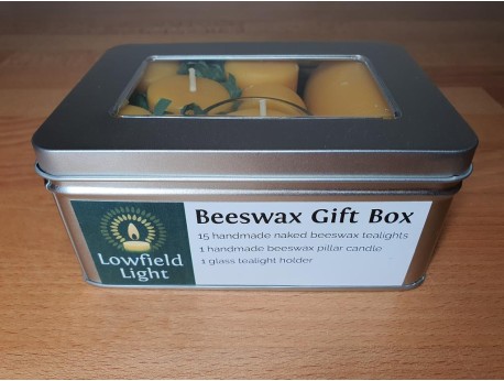Tealight Gift Box - 3 Naked Tealights and Glass Holder